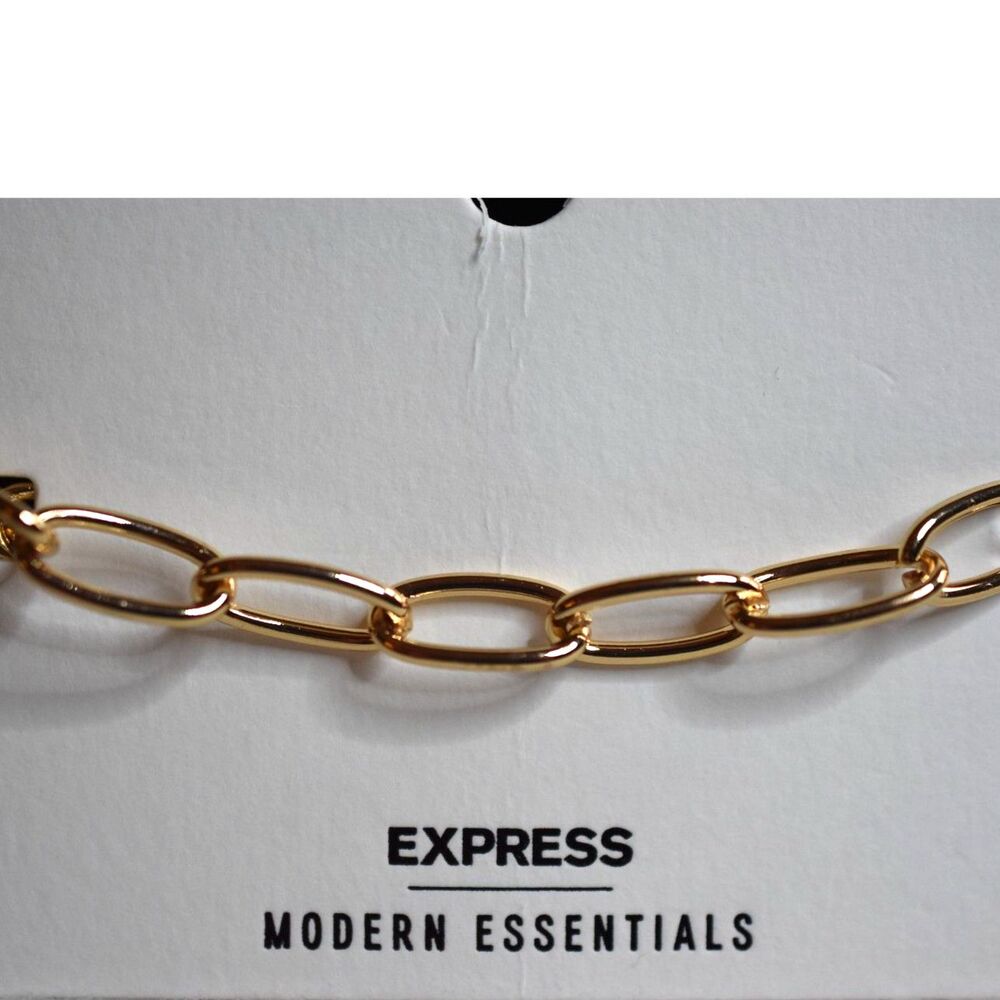 NWT Express Unisex Trendy Gold Tone Oval Link Casual 7" Toggle Latch Bracelet